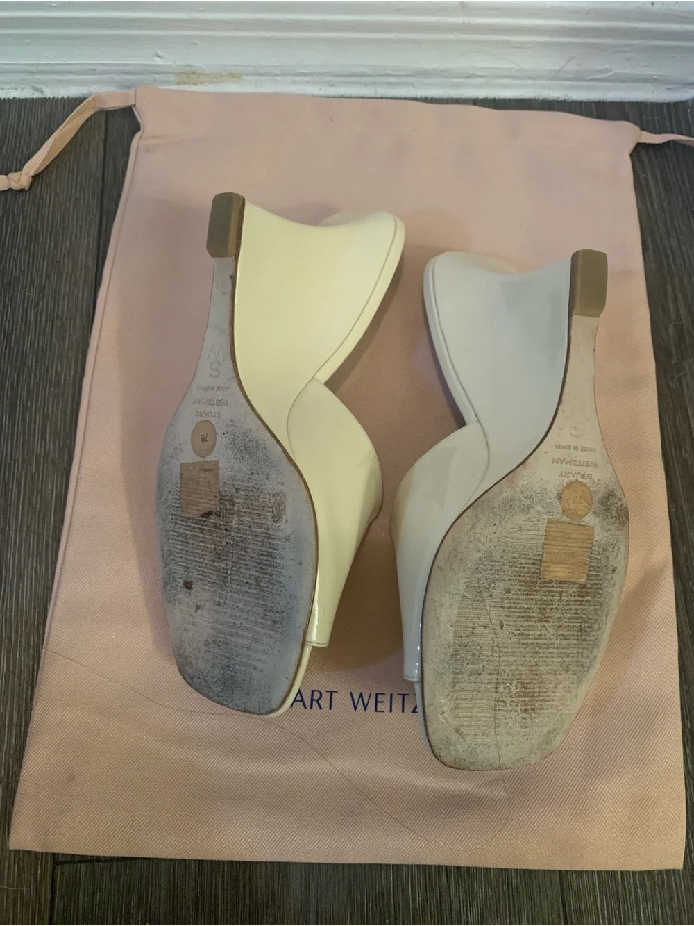 Y2K Stuart Weitzman Vinnie Wedge Mule Slide in Cream size 7B